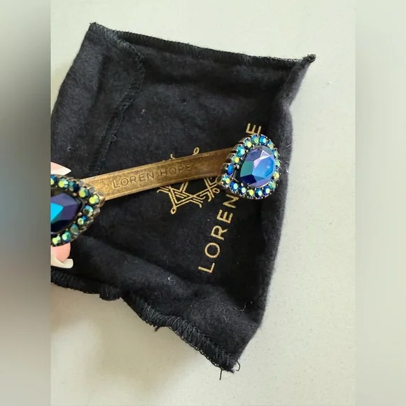 Loren Hope iridescent Gold and Blue Teardrop Bracelet cuff NWOT - Picture 4 of 6